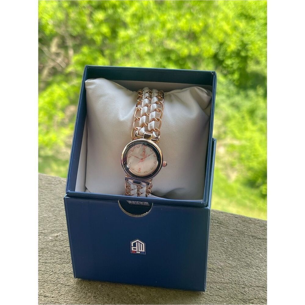 X Montres Prestige Rose Gold with White Bracelet Watch (MPW-0296)